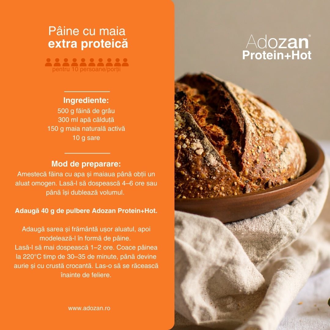 Pudră Proteică Termostabilă Adozan Protein+Hot Fără Aromă (99% Proteină) - Pungă 1 kg