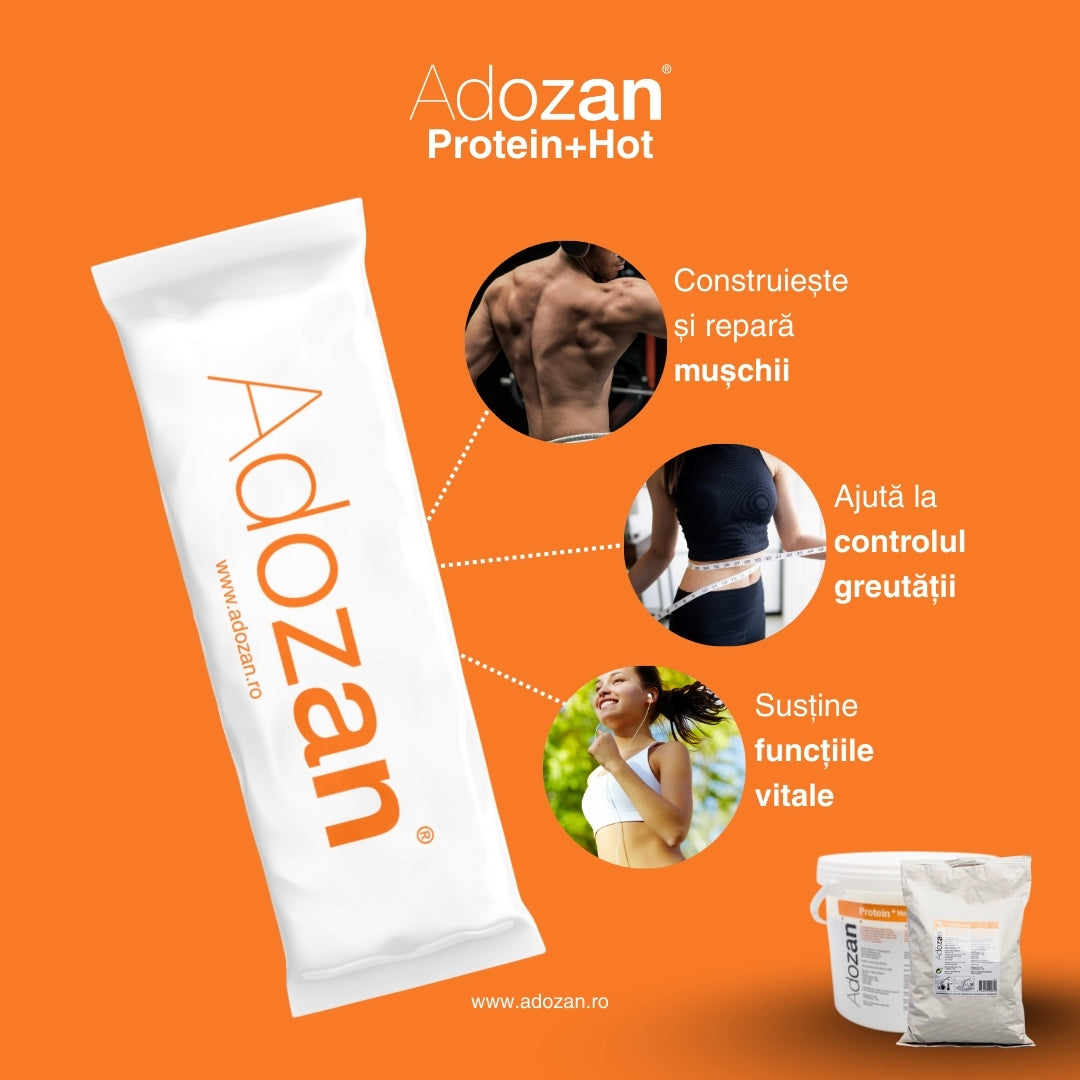 Pudră Proteică Termostabilă Adozan Protein+Hot Fără Aromă (99% Proteină) - Pungă 1 kg