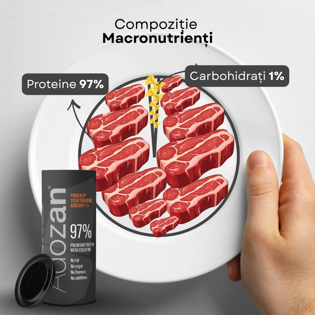 Pudră Proteică Adozan Fit+ Fără Aromă cu Creatină (97% Proteină) - Plic 10 g