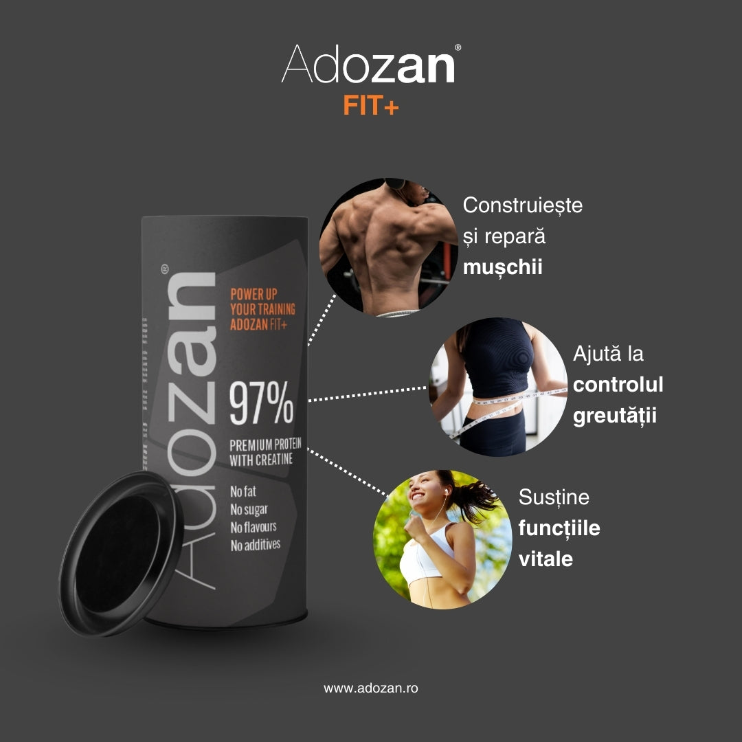 Pudră Proteică Adozan Fit+ Fără Aromă cu Creatină (97% Proteină) - 1 kg