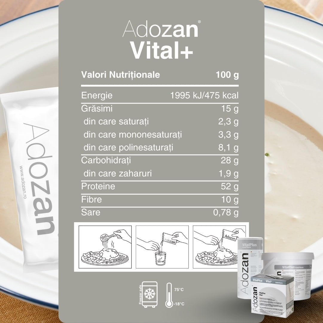 Pudră Nutritivă Completă Adozan Vital+ cu Fibre și Proteine (Gust Neutru) - 1 kg