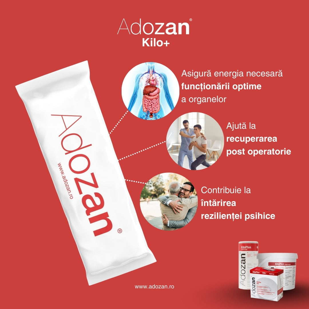 Pudră Hipercalorică Adozan Kilo+ Fără Aromă (Energie & Proteine) - 1 kg