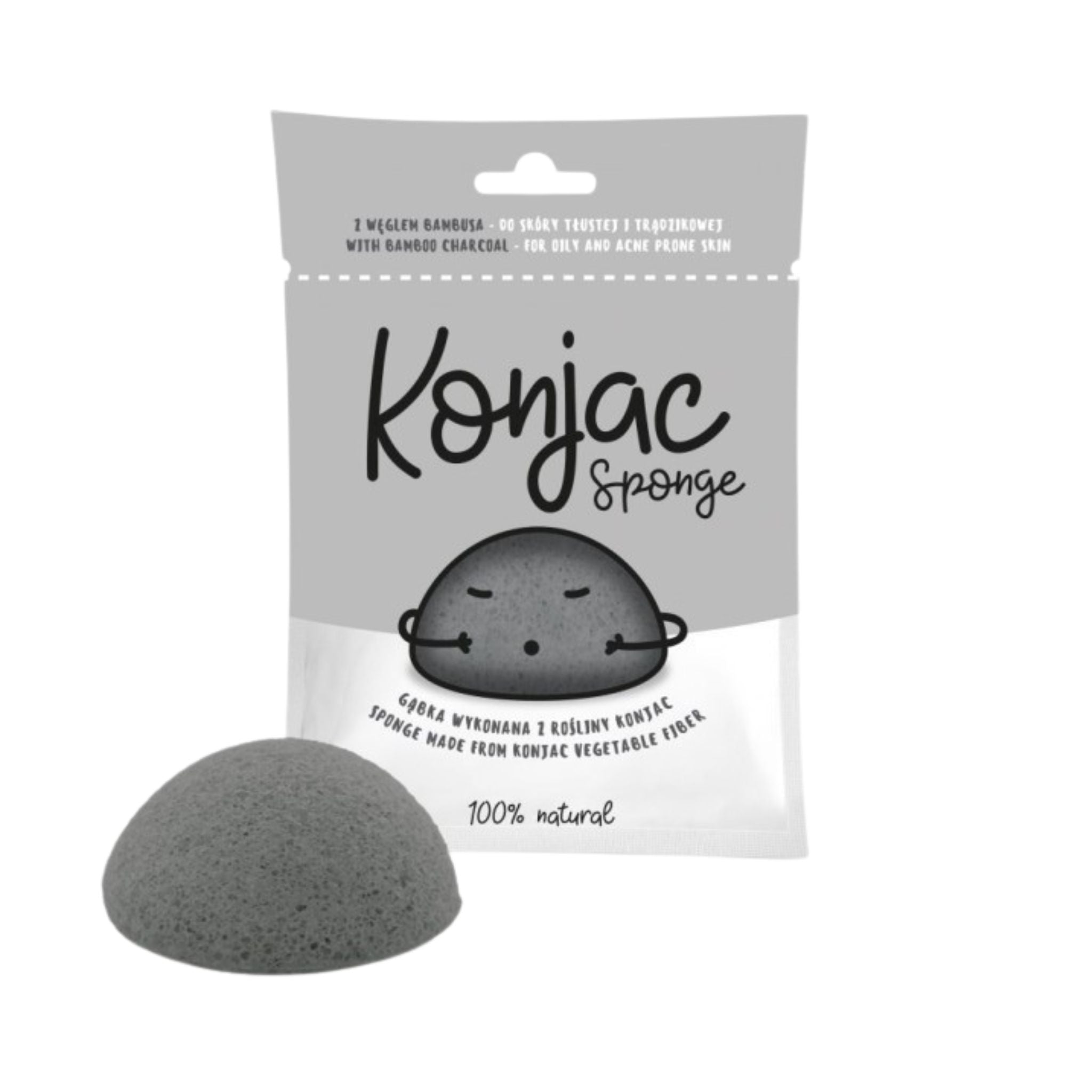 Burete Konjac cu cărbune din bambus pentru ten gras cu tendință acneică - 50g