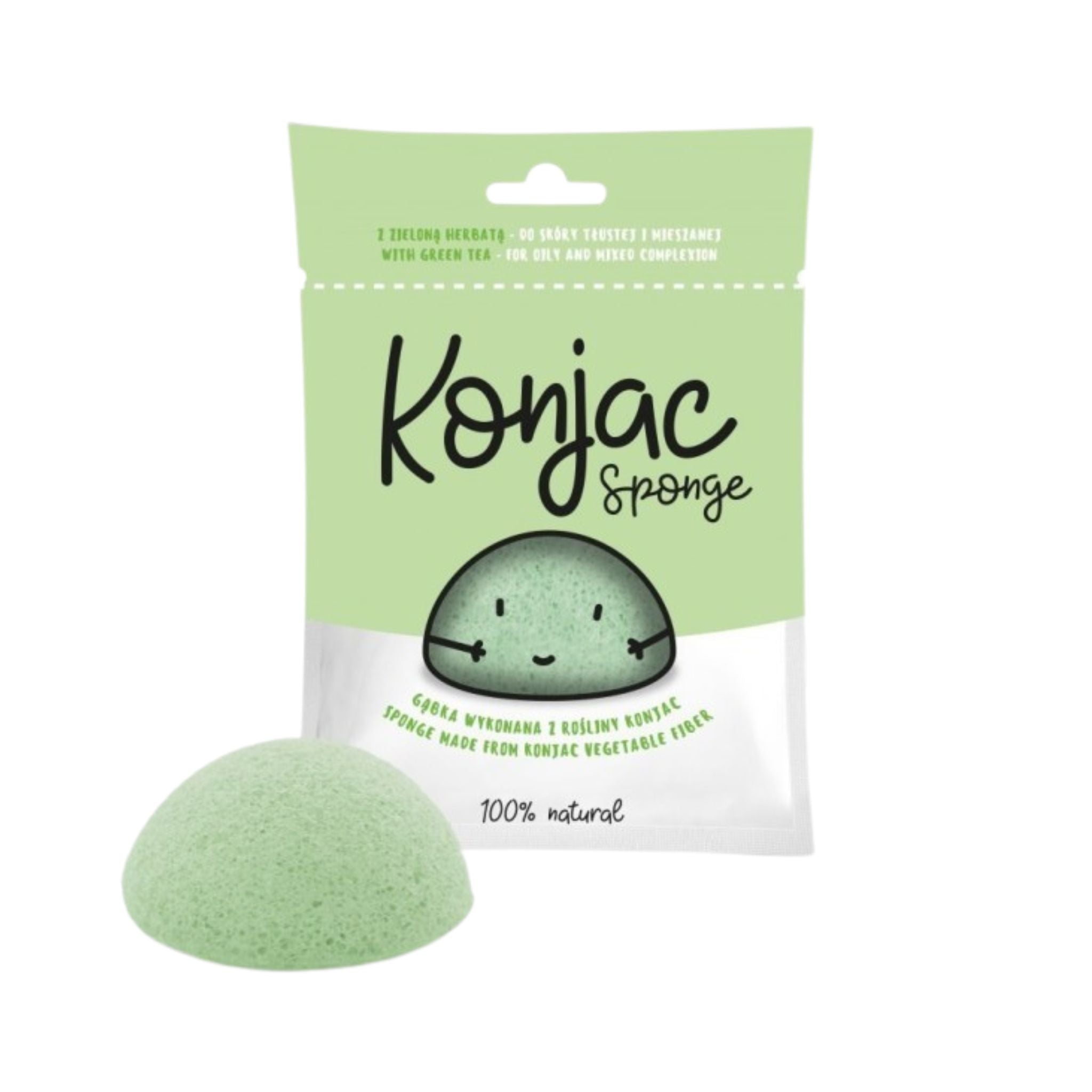 Burete Konjac cu ceai verde pentru ten mixt, gras - 50g