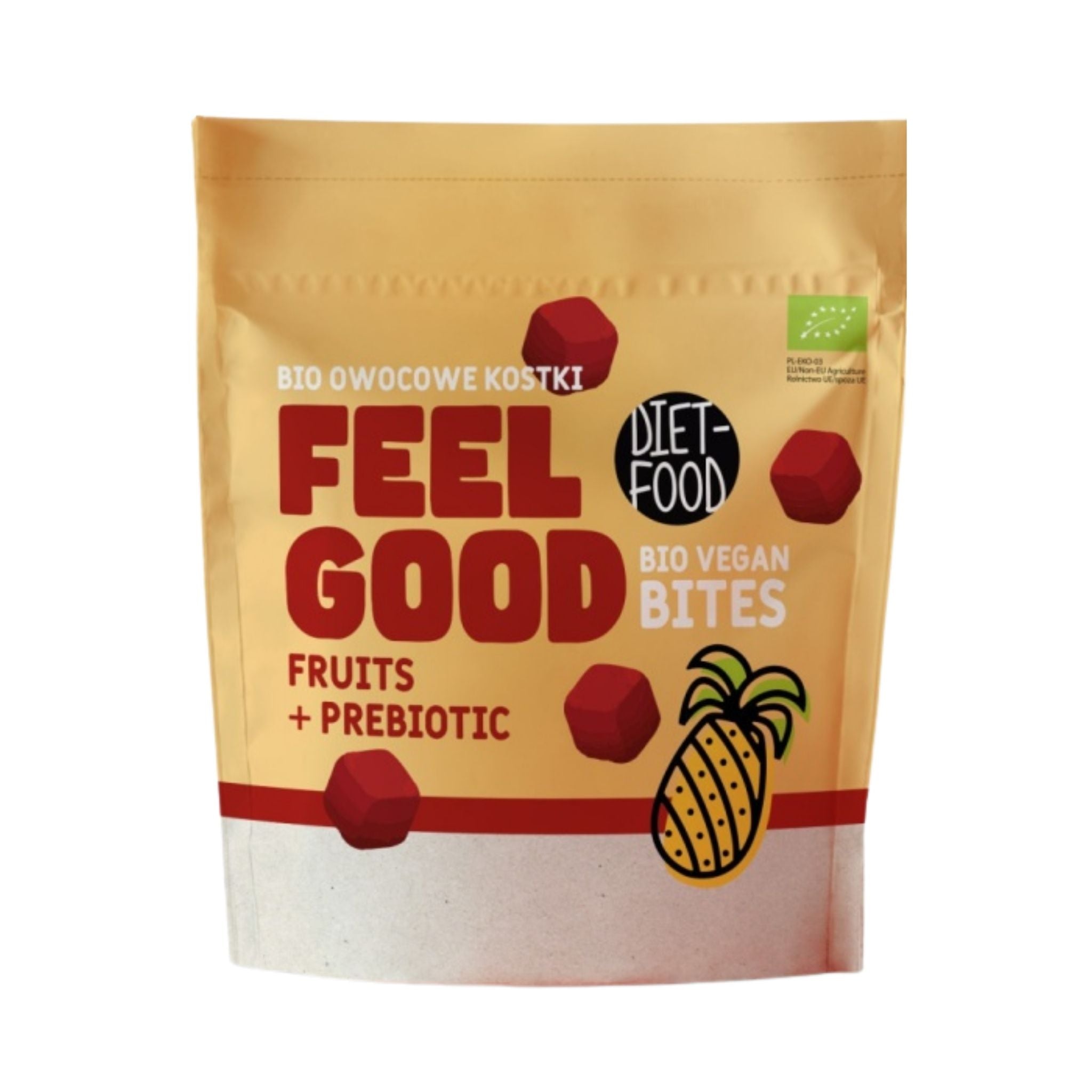 Cuburi de fructe Bio Vegan Bites SATISFY - ciocolată și portocală 120 g