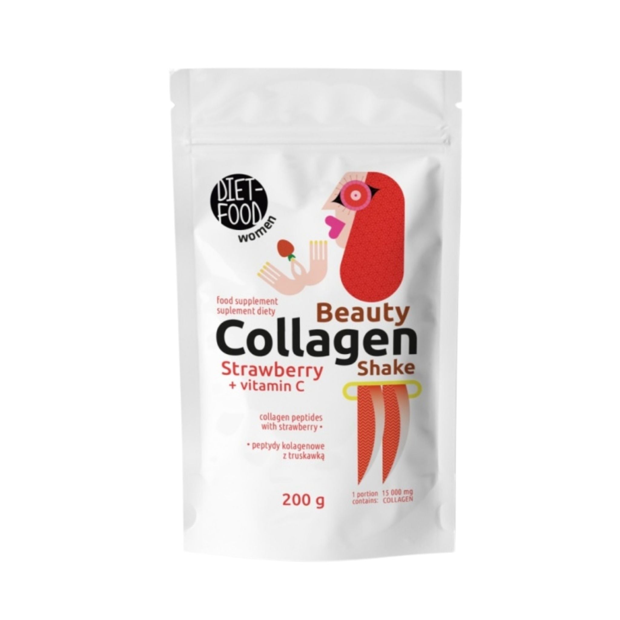 Shake de colagen pentru frumusețe cu căpșuni și vitamina C 200 g