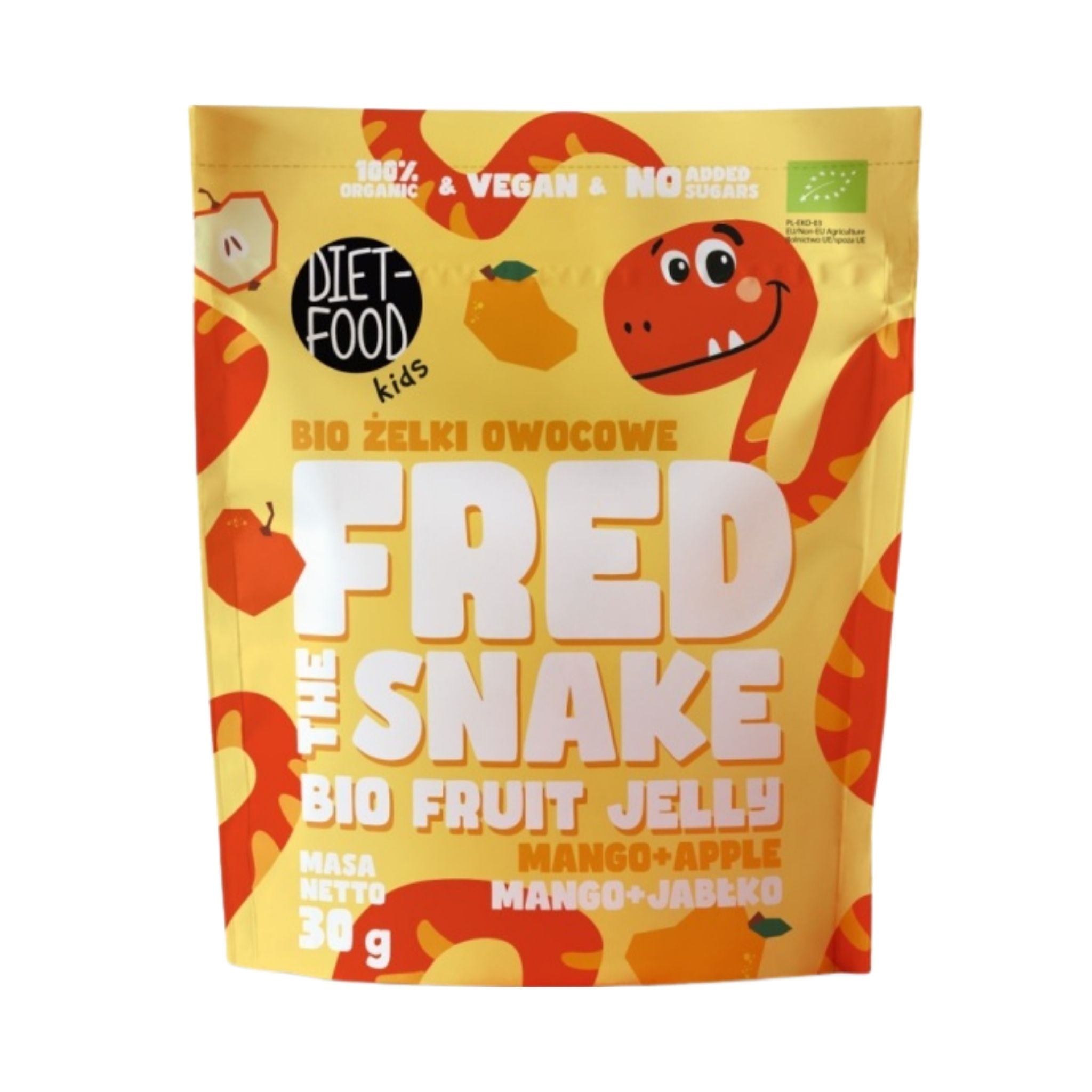 Jeleu de fructe Bio Fred The Snake - Mango și Măr 30 g