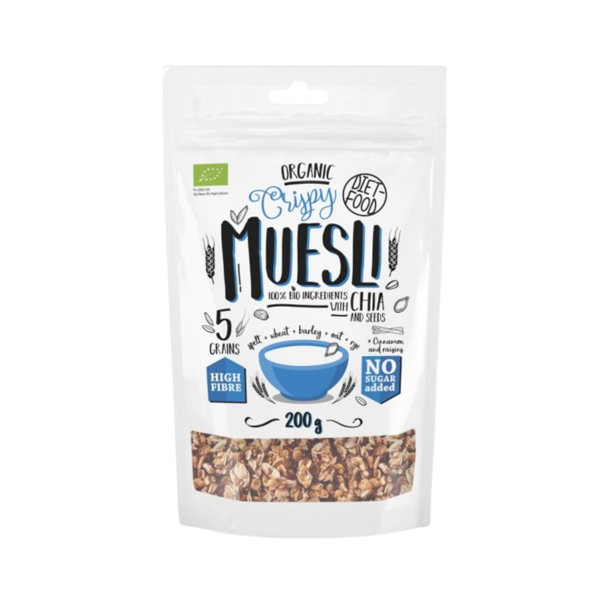Muesli Crocant Bio cu Chia 200 g