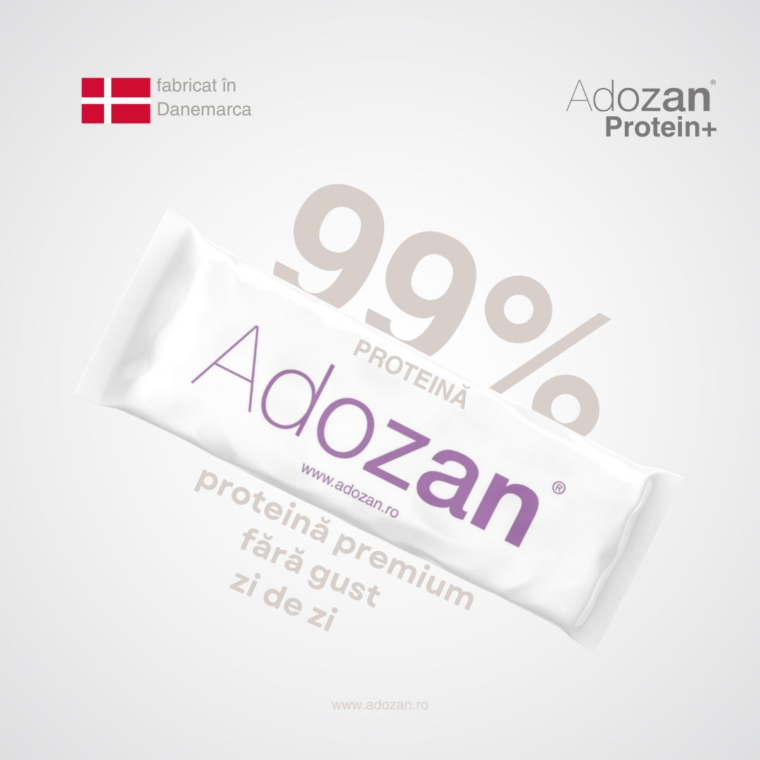 Pudră Proteică Adozan Protein+ Fără Aromă (99% Proteină Pură) - Cutie 20 Plicuri