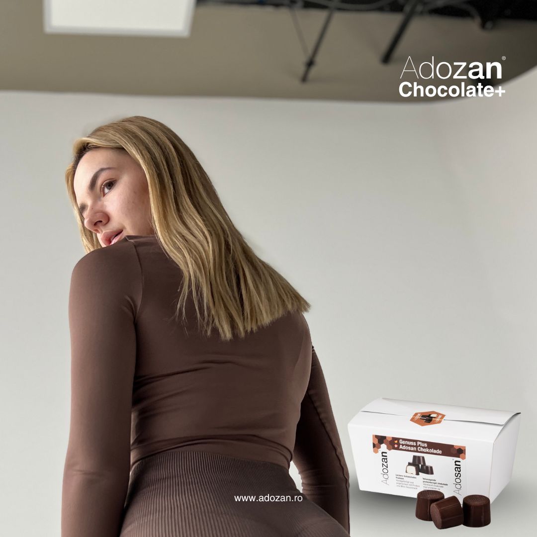 Ciocolată Adozan Chocolate+ cu Mentă (Proteină + Energie) - Cutie 250g (28 buc)