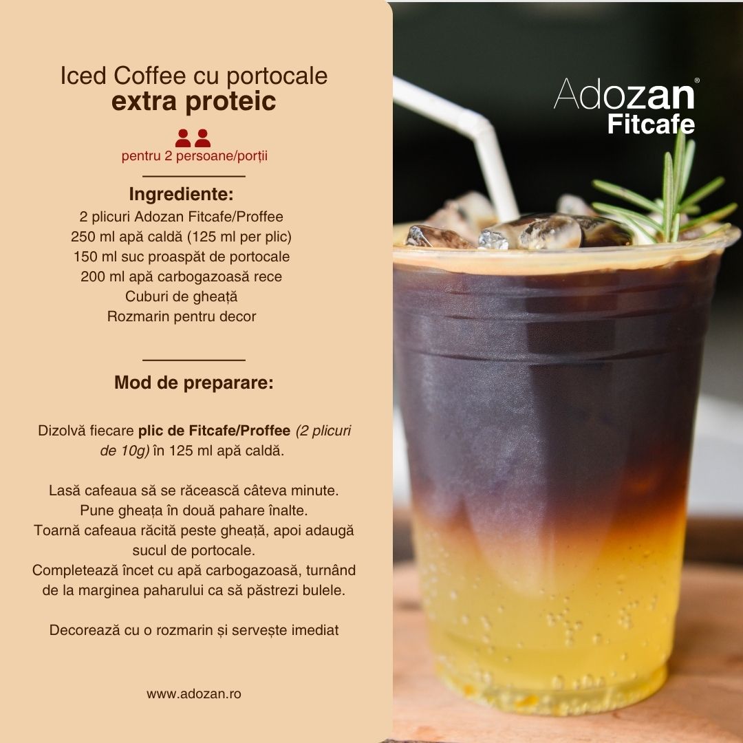 Cafea Instant Proteică Adozan Fitcafe (7 g Proteină/Plic) - Plic 10 g