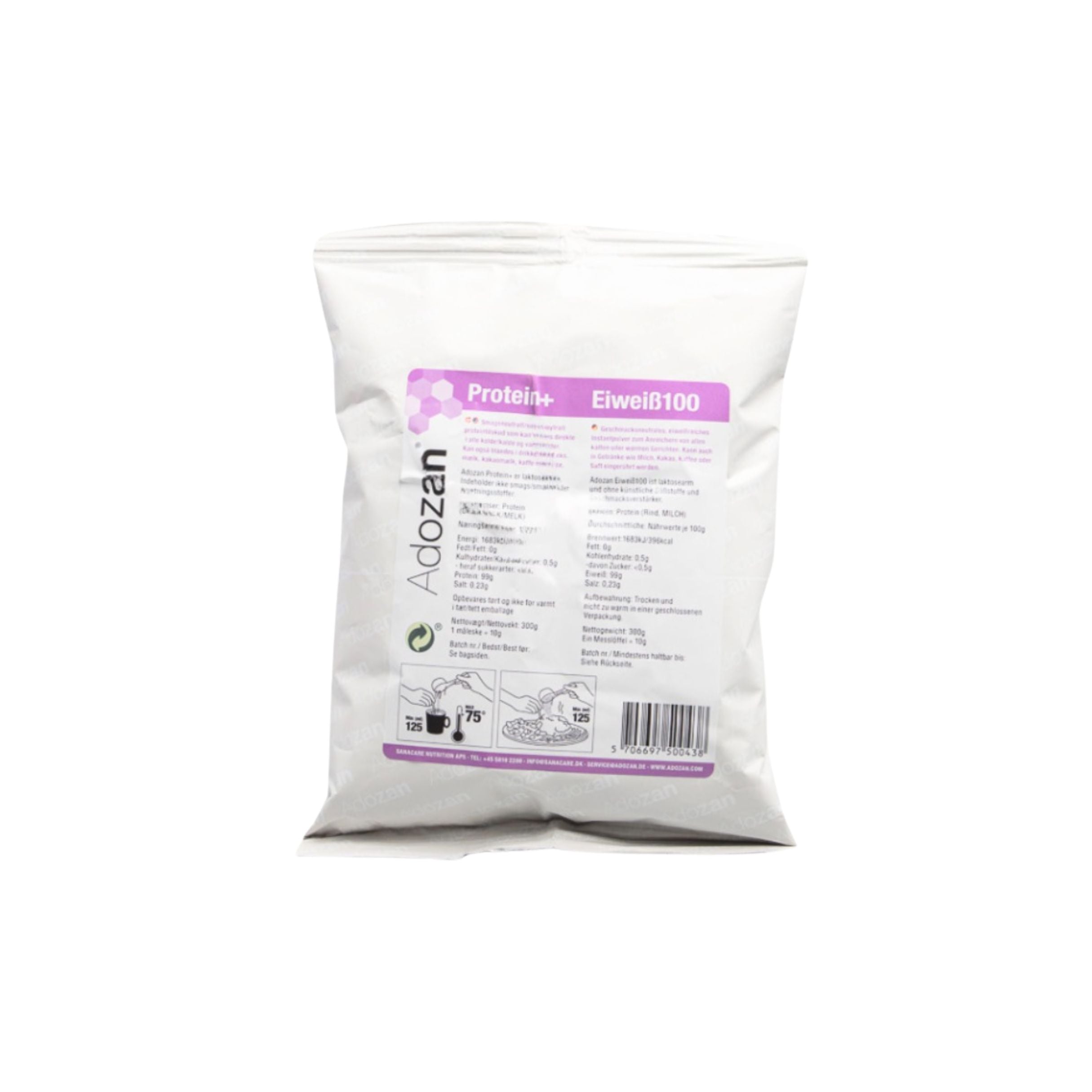 Pudră Proteică Adozan Protein+ Fără Aromă (99% Proteină Pură) - Pungă 300 g