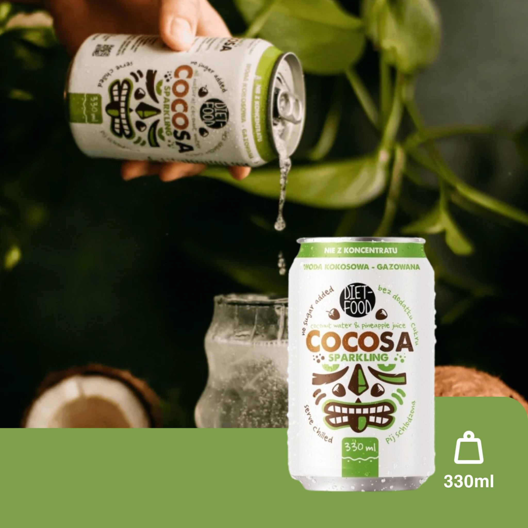 Apă de cocos carbogazoasă Cocosa 330 ml