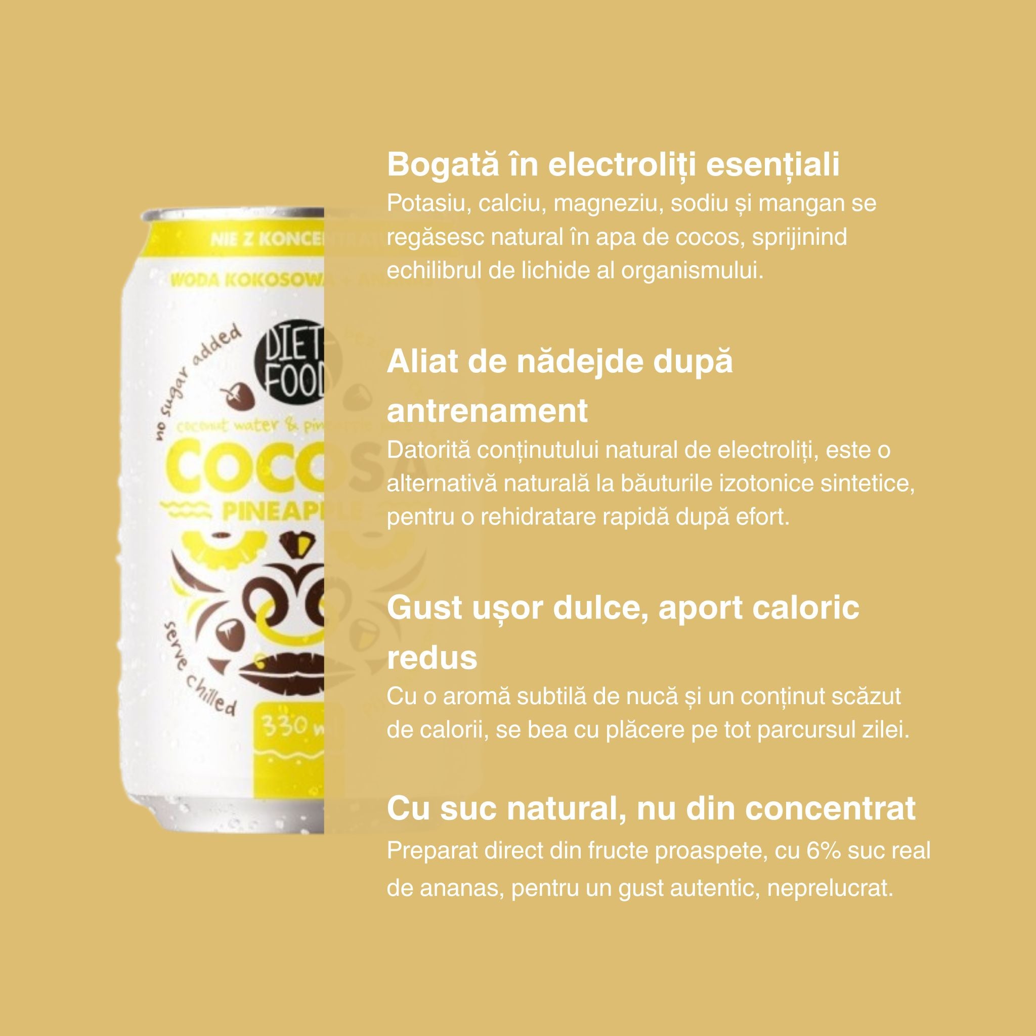 Cocosa Ananas – apa de cocos naturala cu ananas 330ml