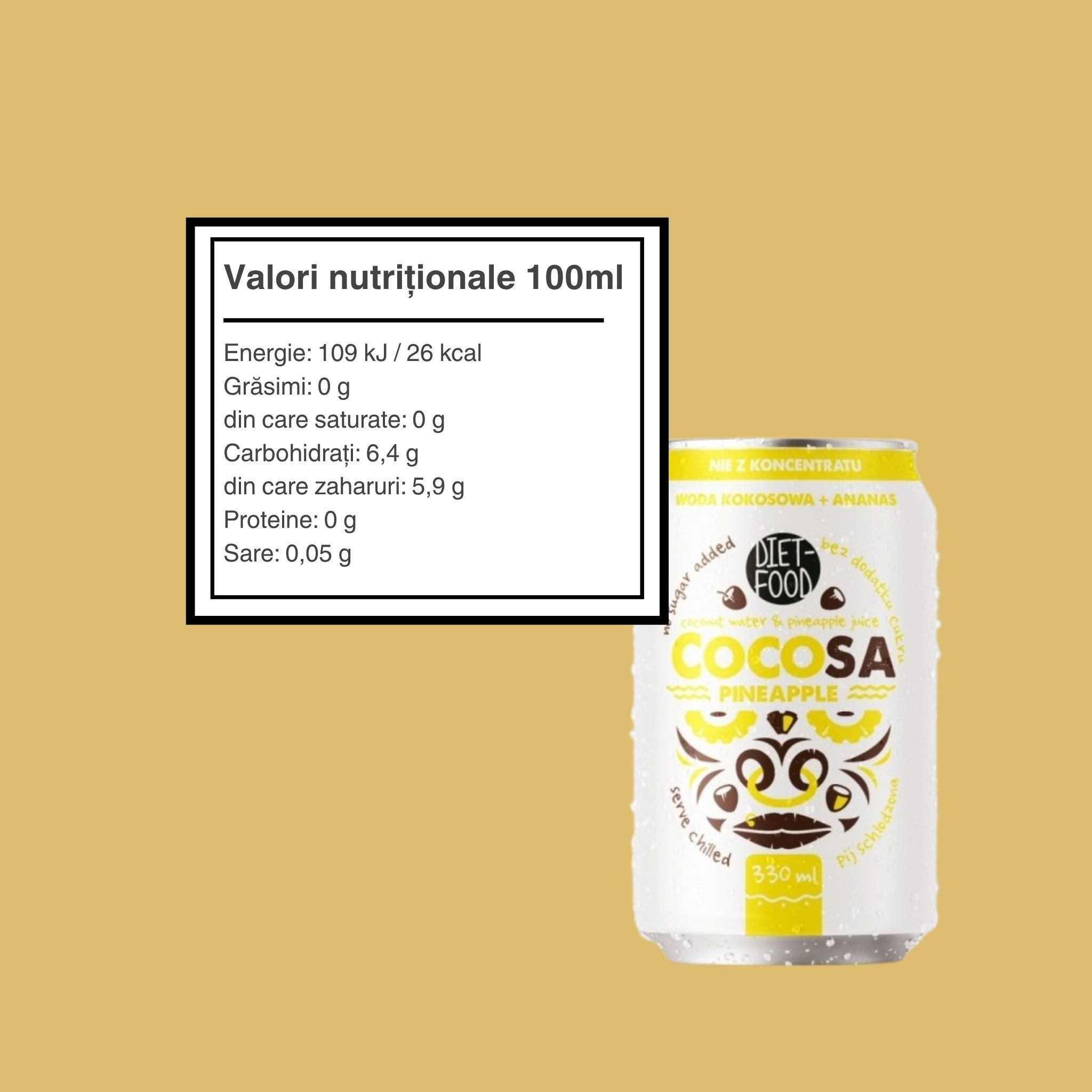 Cocosa Ananas – apa de cocos naturala cu ananas 330ml