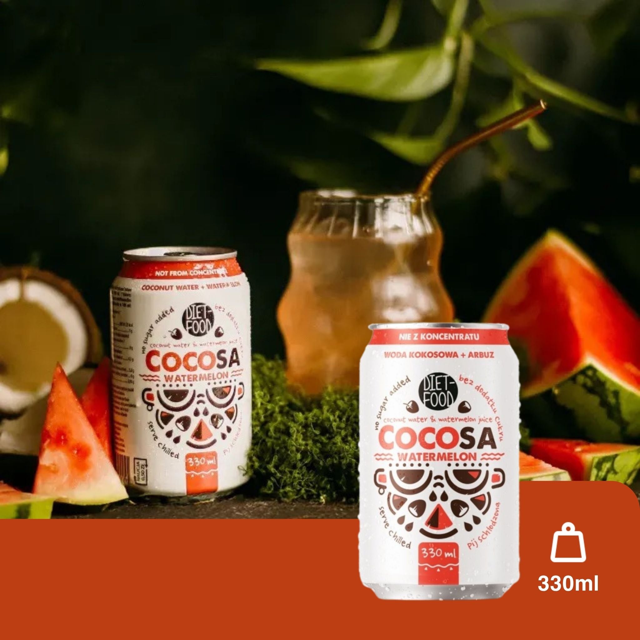 Cocosa Pepene rosu – apa de cocos naturala cu pepene rosu 330ml