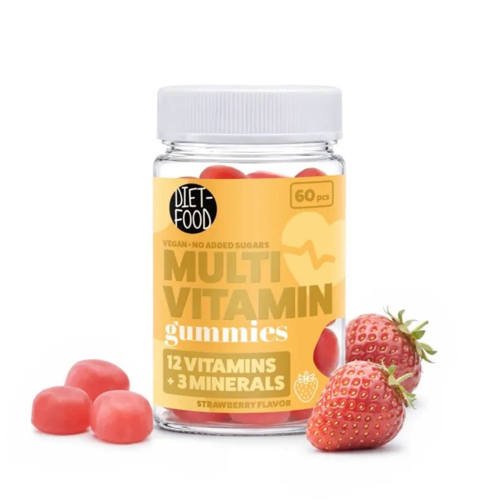 Jeleuri cu Vitamine și Minerale, Aromă de Căpșuni, Fără Zahăr 210 g (60 buc)