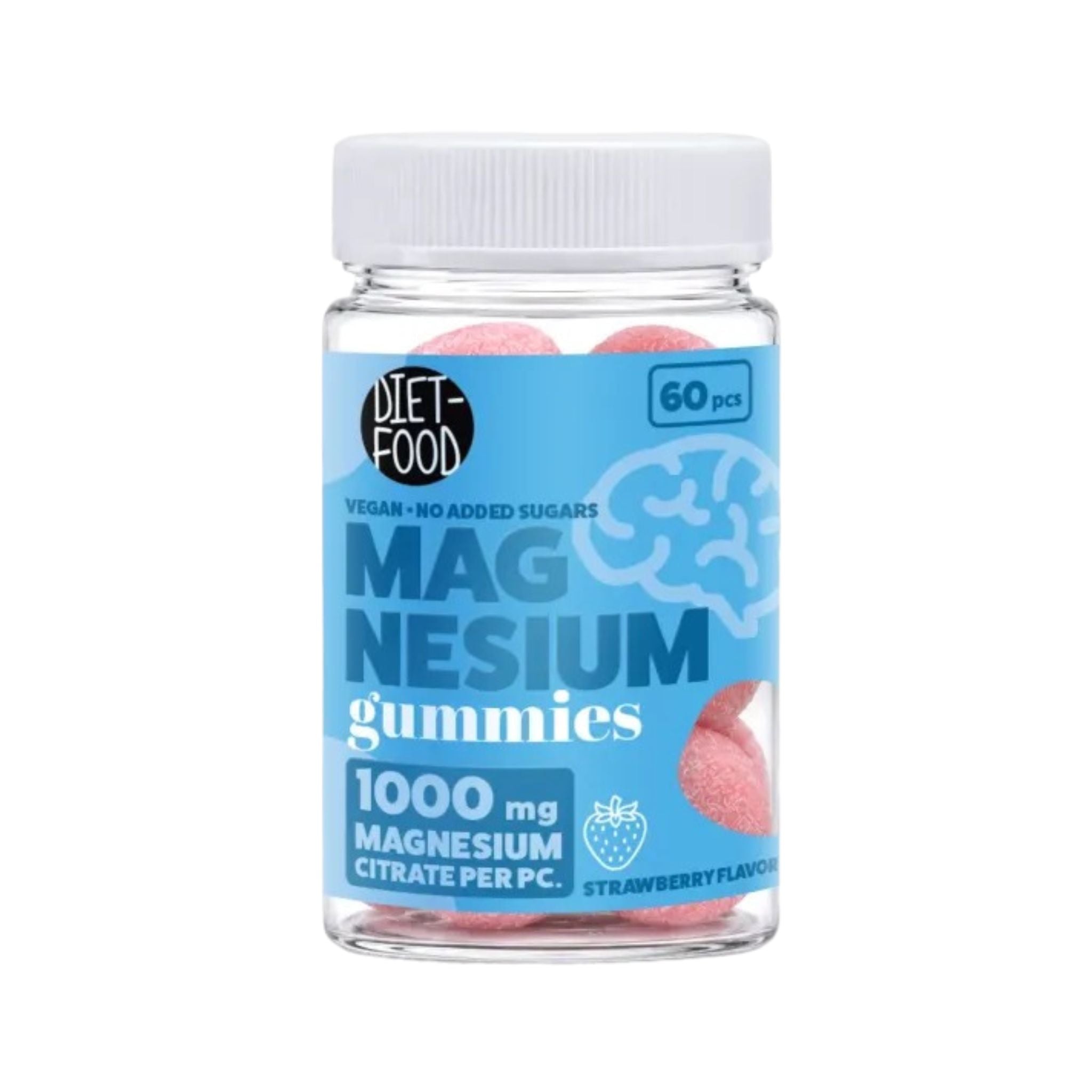Jeleuri de Magneziu cu Aromă de Căpșuni, Fără Zahăr 210 g (60 buc)