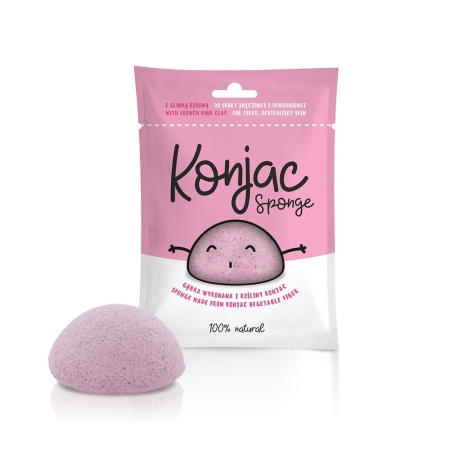 Burete Konjac cu argila roz pentru ten obosit, devitalizat