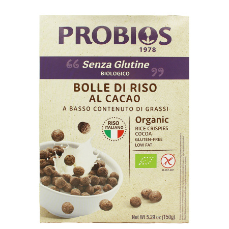 Cereale fara gluten - Bilute de orez cu cacao fara zahar 150g