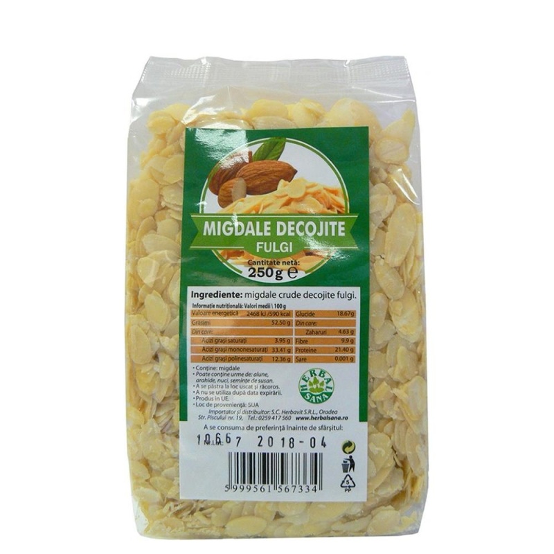 Migdale decojite fulgi 250g - produs natural