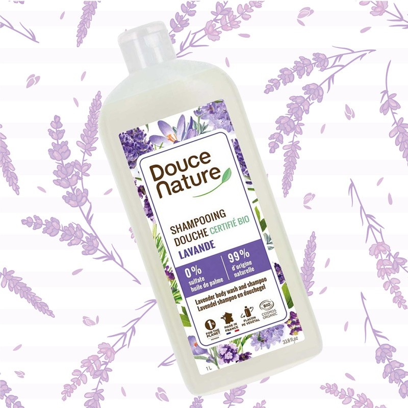 Sampon si gel de dus natural, bio, 2 in 1cu lavanda 1L