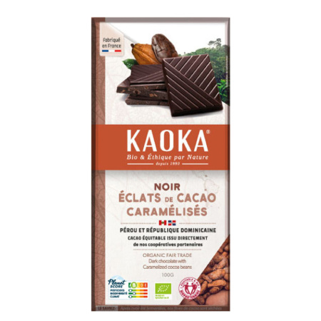 Ciocolata neagra cu boabe de cacao caramelizate