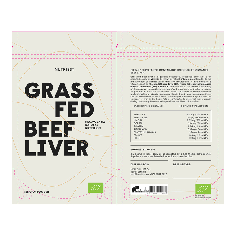 GRASS FED BEEF LIVER – pulbere bio 135g