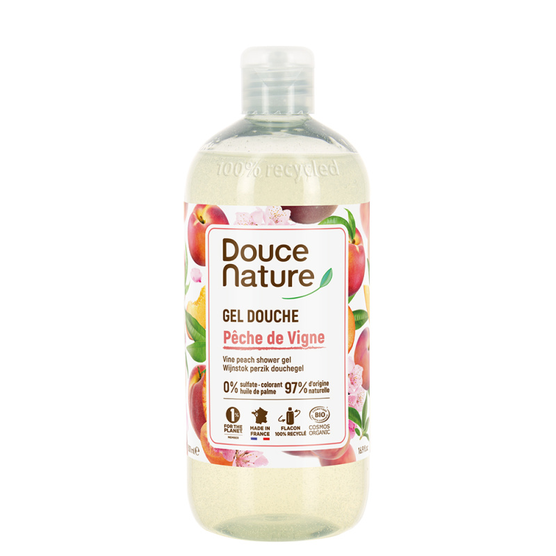 Gel de dus natural, certificat bio 500ml - cu miros de piersici