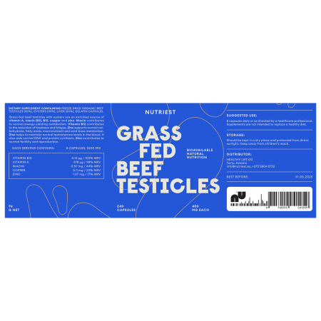Eticheta Grass fed Beef TESTICLES – supliment alimentar 240cps