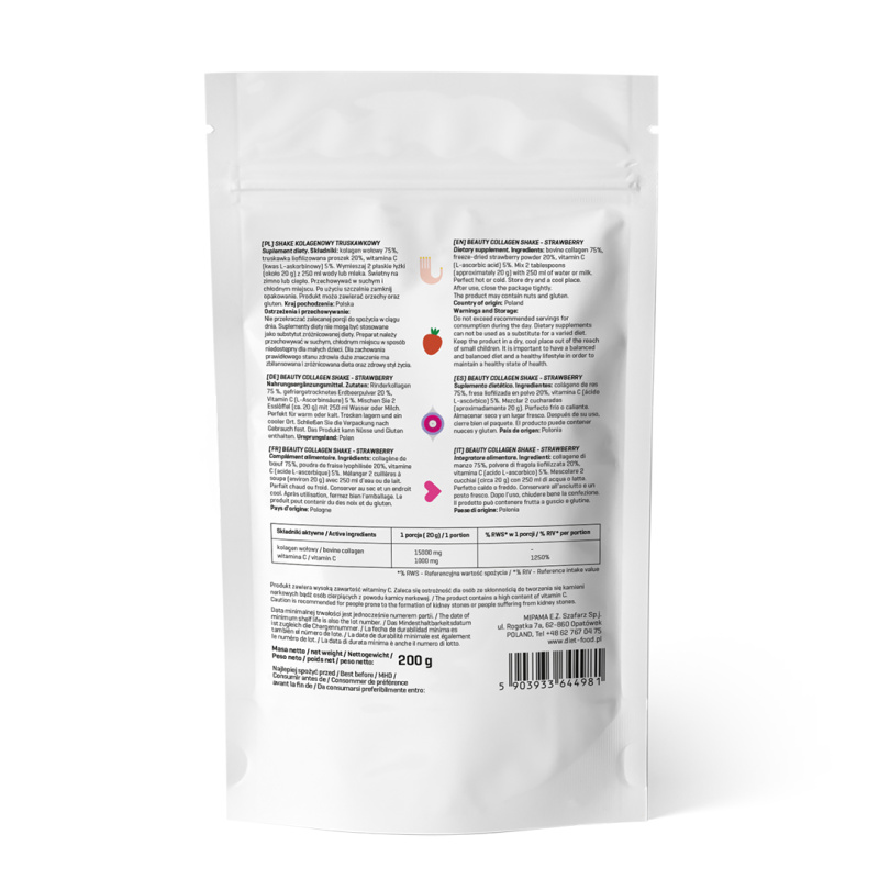 Beauty Colagen Shake cu capsuni 200g
