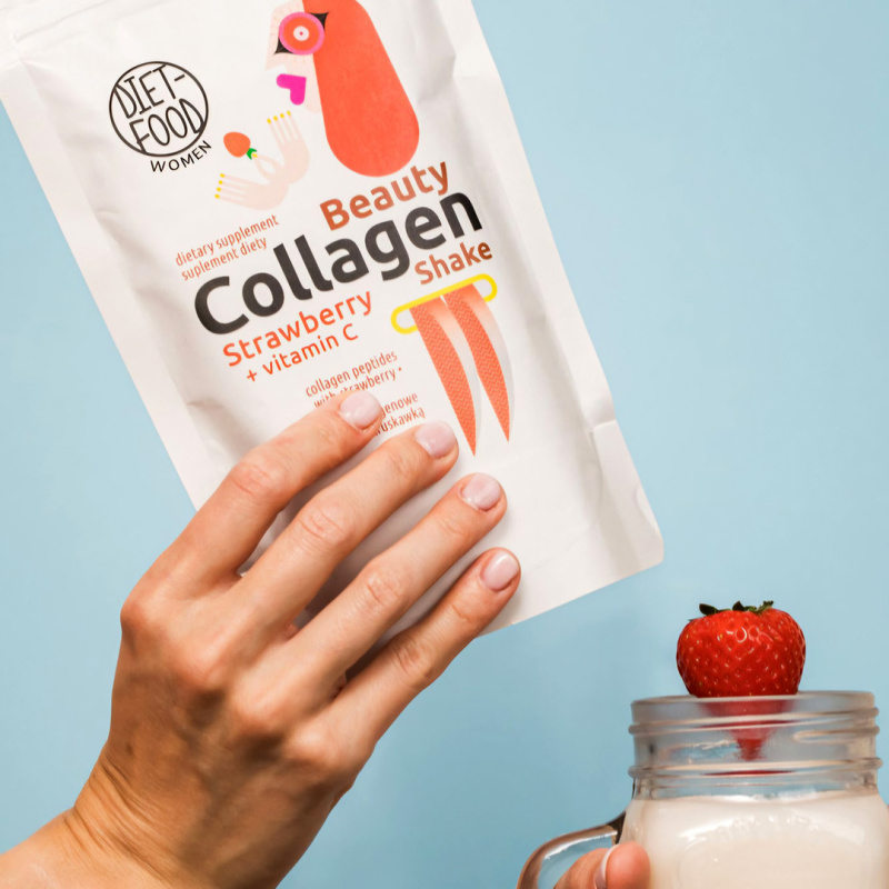 Beauty Colagen Shake cu capsuni si vitamina C 200g
