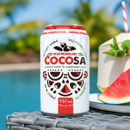 Cocosa Pepene rosu - apa de cocos naturala cu pepene rosu 330ml