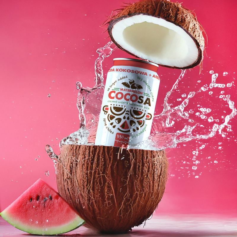 Cocosa Pepene rosu - apa de cocos naturala cu pepene rosu 330ml