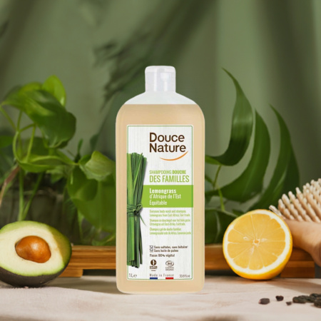 Sampon fara sulfati si gel de dus natural, 2 in 1 cu lemongrass 1L